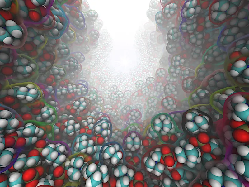 Simulated surface of a highly curved lipid bilayer